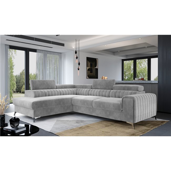 Corner sofa Elaurence L, Paros 05, gray, H92x278x205
