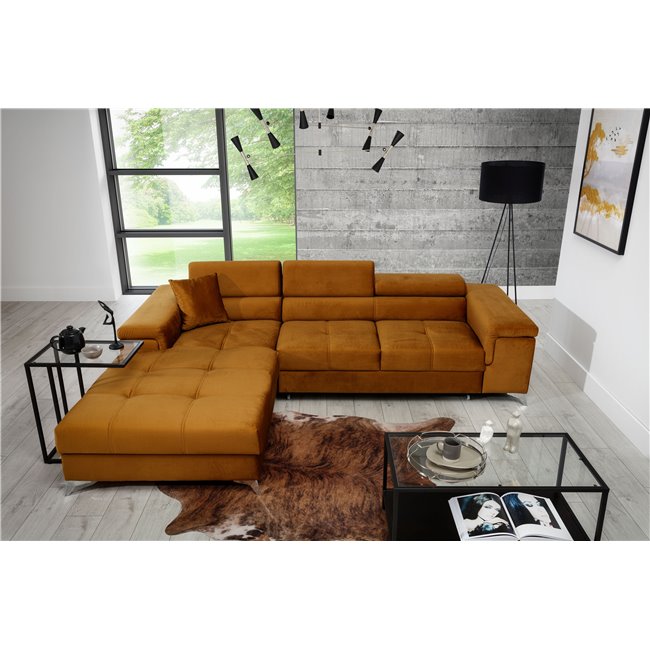Угловой диван Elcardo L, Monolith 48, желтый, H90x280x205