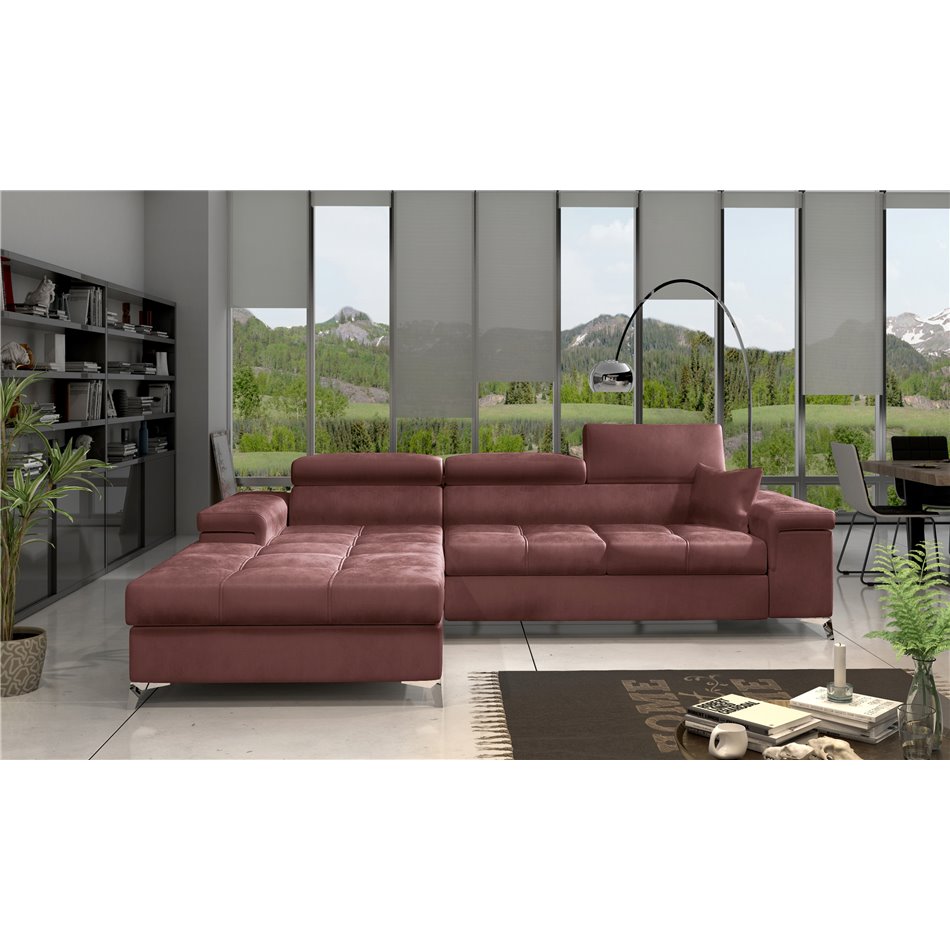 Угловой диван Elcardo L, Monolith 63, розовый, H90x280x60