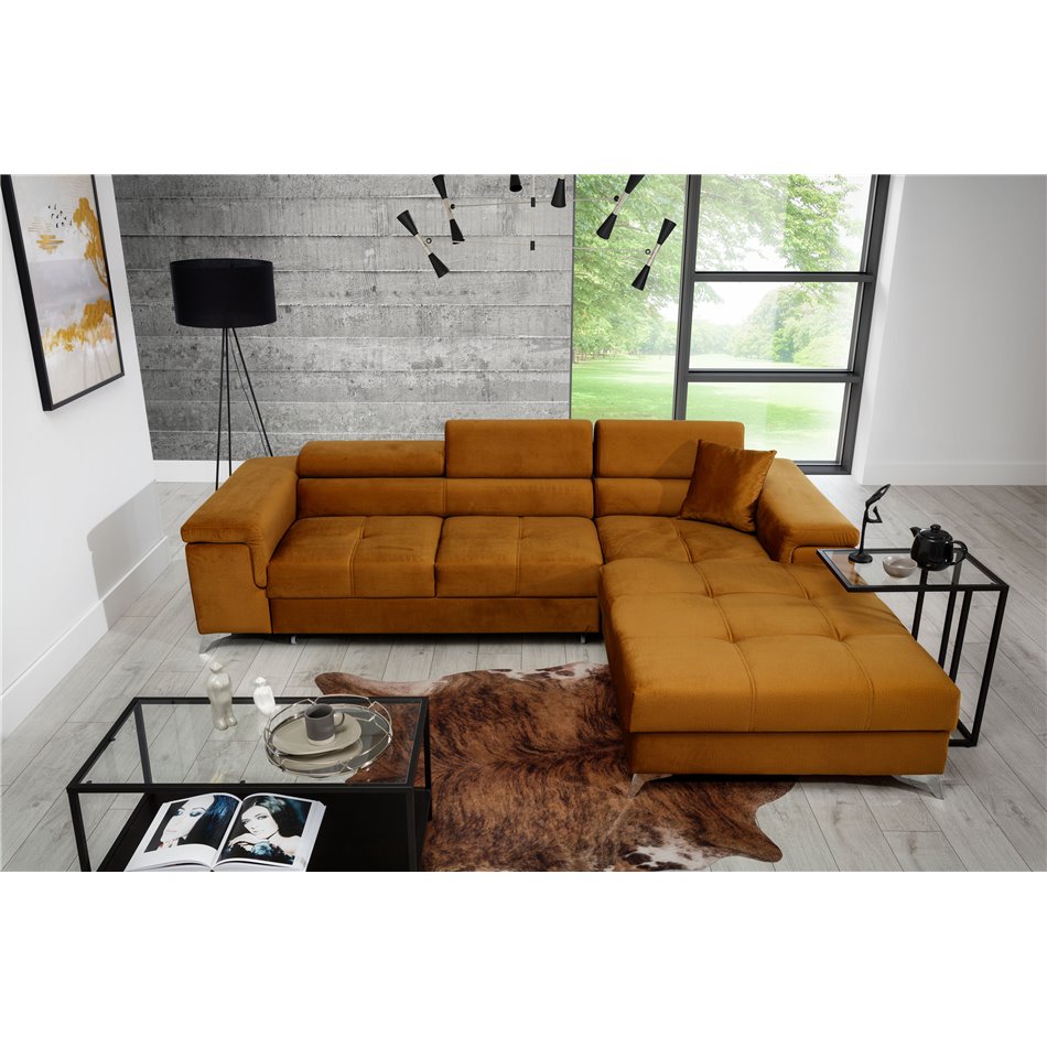 Угловой диван Elcardo R, Monolith 48, желтый, H90x280x205