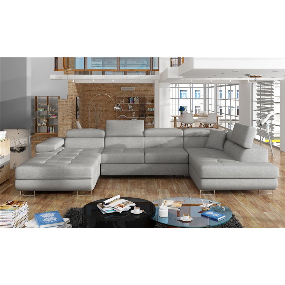 Corner sofa Elcardo R, Cover 83, gray, H90x345x58