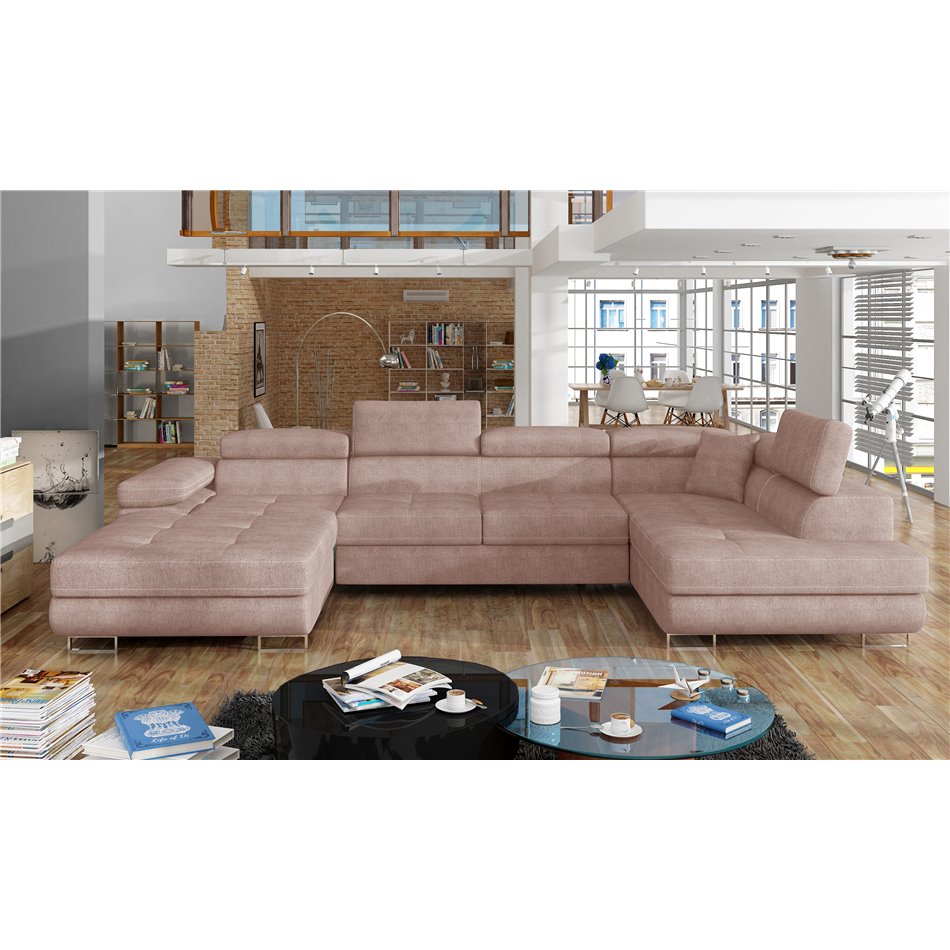 Corner sofa Elcardo R, Omega 91, pink, H90x345x58