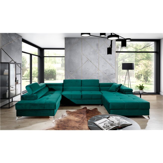 Corner sofa Elduaro L, Kronos 19, green, H90x345x202