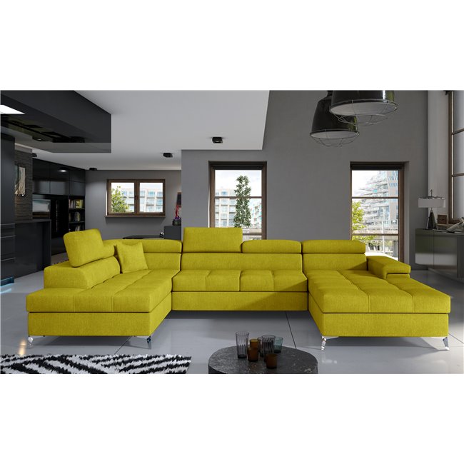 Corner sofa Elduaro L, Omega 68, yellow, H90x345x60