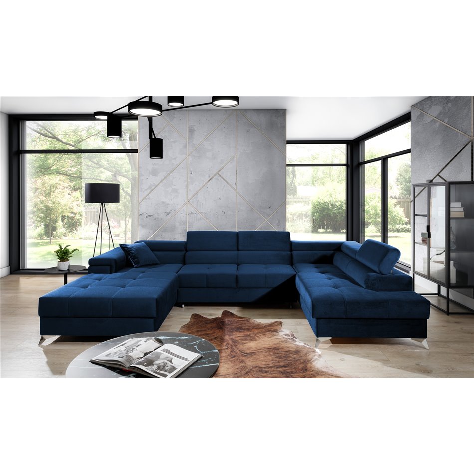 Corner sofa Elduaro R, Kronos 09, blue, H90x345x202