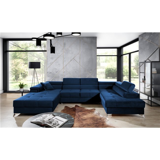 Corner sofa Elduaro R, Kronos 09, blue, H90x345x202