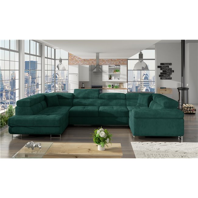 Corner sofa Eletto L, Kronos 19, green, H90x340x58