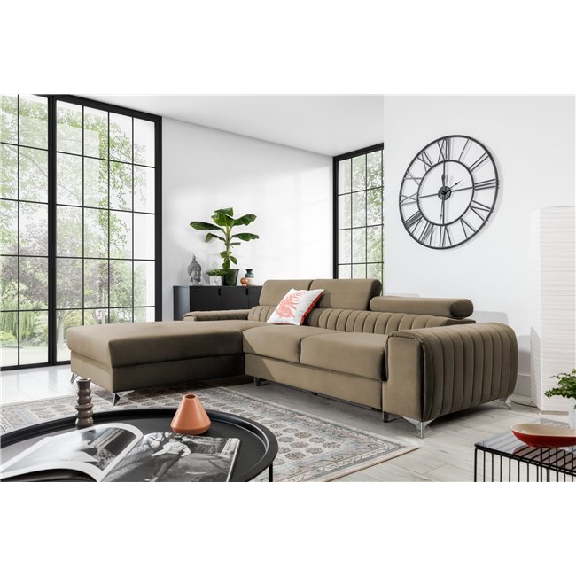 Corner sofa Elgrayson L, Nube 20, light brown, H98x275x205