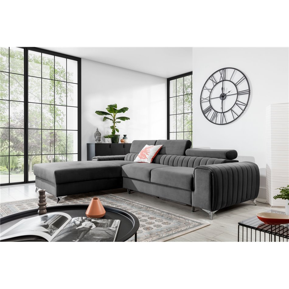 Corner sofa Elgrayson L, Velvetmat 4, gray, H92x278x205