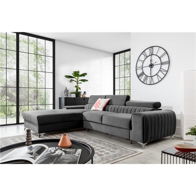 Corner sofa Elgrayson L, Velvetmat 4, gray, H92x278x205