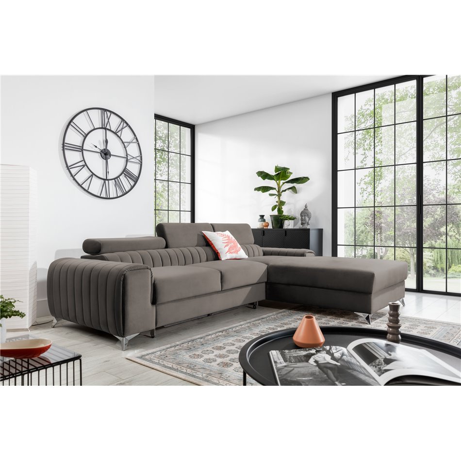 Corner sofa Elgrayson R, Loco 4, gray, H92x278x205