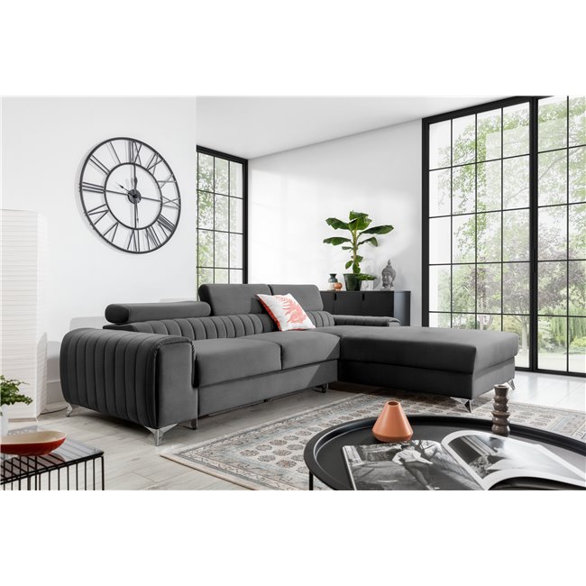 Corner sofa Elgrayson R, Nube 4, gray, H98x275x205