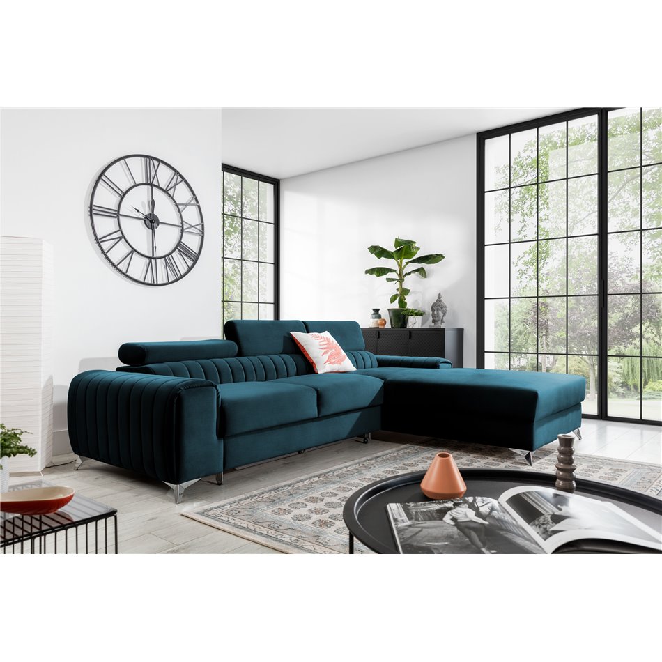 Corner sofa Elgrayson R, Nube 40, blue, H98x275x205