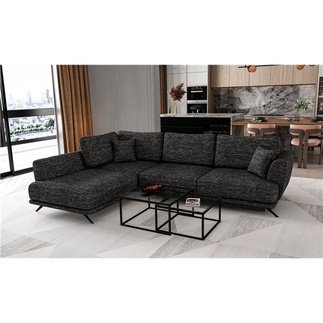 Corner sofa Elarde L, Marte 10, black, H90x276x191