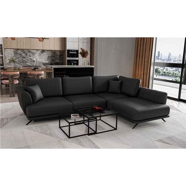 Corner sofa Elarde R, Softis 11, black, H90x276x191