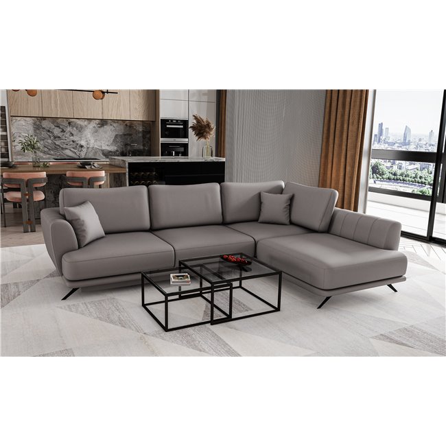 Corner sofa Elarde R, Softis 29, gray, H90x276x191