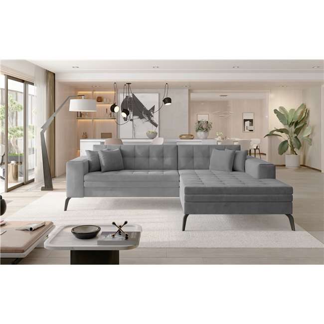 Corner sofa Elsolange R, Monolith 84, gray, H80x292x196