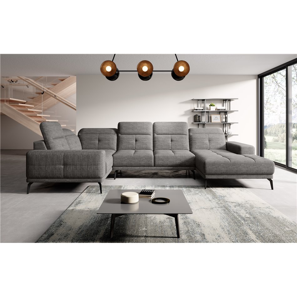 Corner sofa Elneviro L, Marte 130, gray, H77x350x201