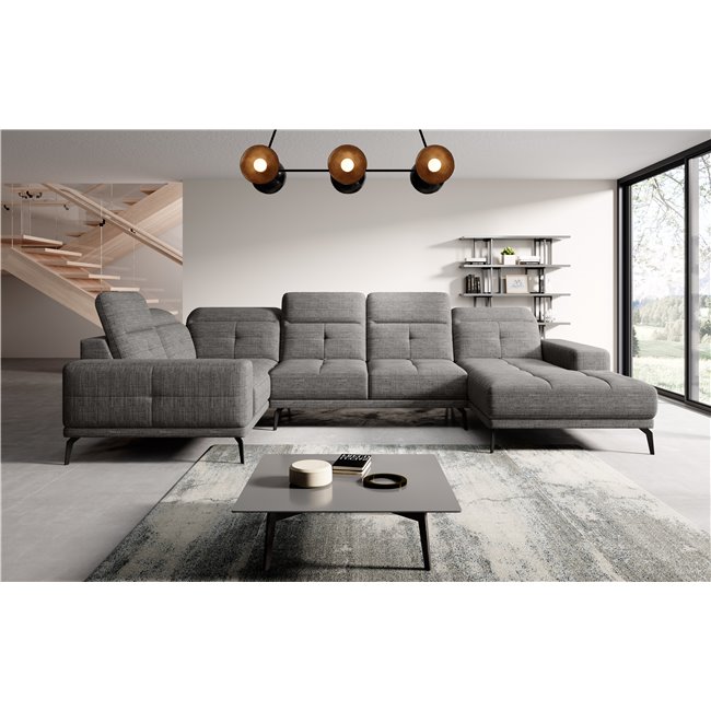 Corner sofa Elneviro L, Marte 130, gray, H77x350x201
