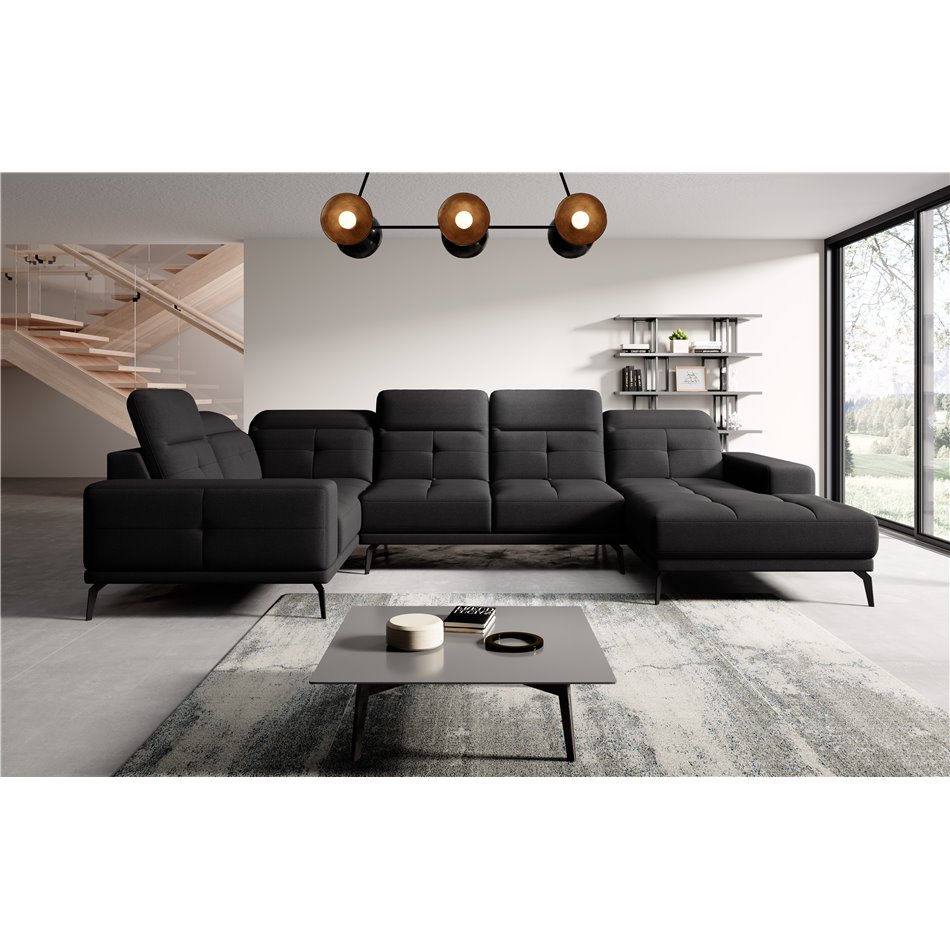 Corner sofa Elneviro L, Vero 10, black, H77x350x201