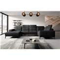Corner sofa Elneviro R, Flores 10, black, H77x350x201