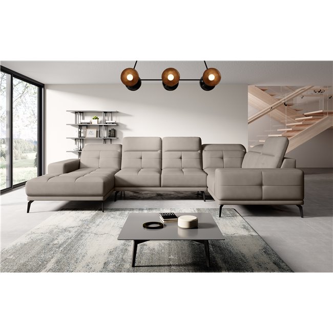 Corner sofa Elneviro R, Poco 7, gray, H77x350x201