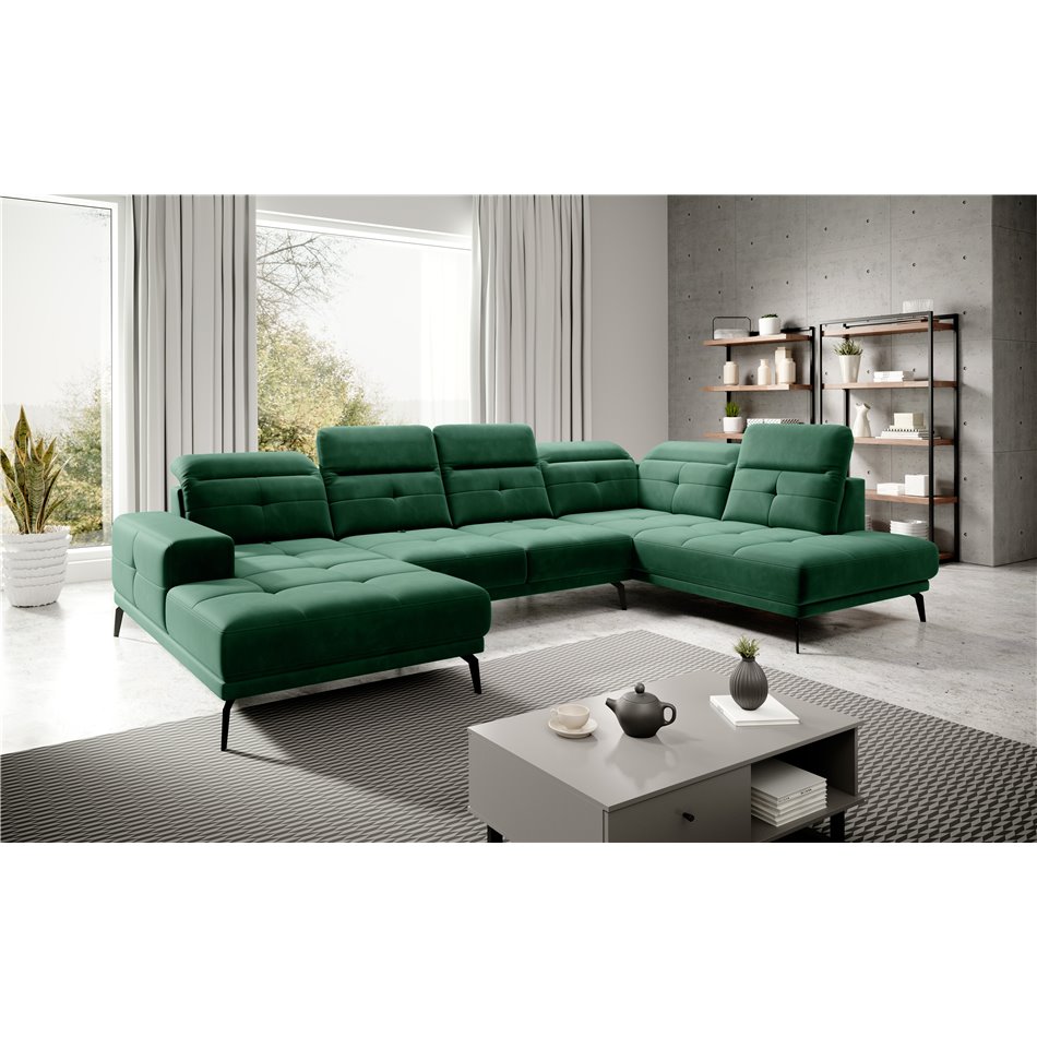Corner sofa Elretan R, Lukso 35, green, H107x350x205