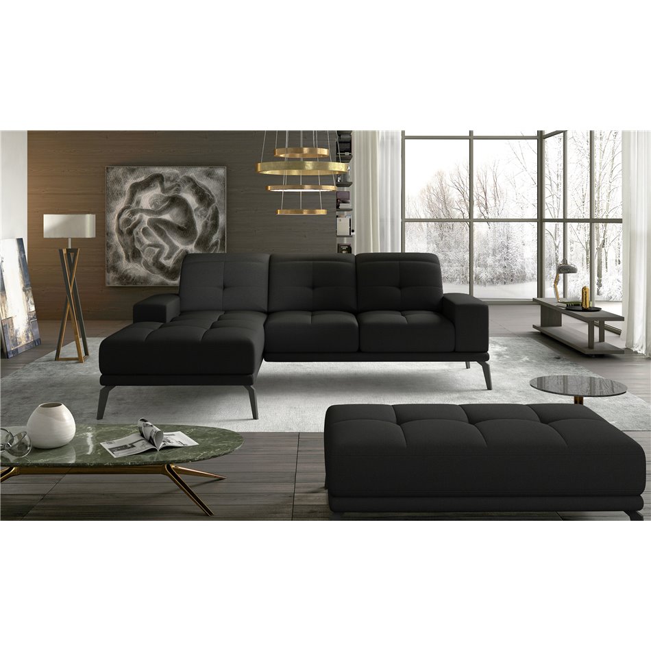 Угловой диван Eltorrenso R, Sawana 14, черный, H98x265x53