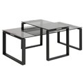 Coffee table set 2 Akatri, black, glass, H45x115x69cm