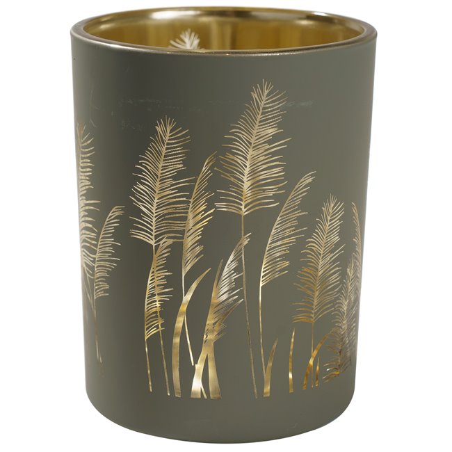 Glass stormlight Pampas Grass, H12.5xD10cm