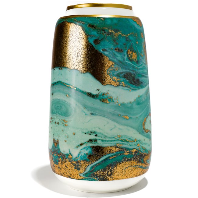 Vase Molly, roheline/kuld/valge, 17.6x17.6x30cm