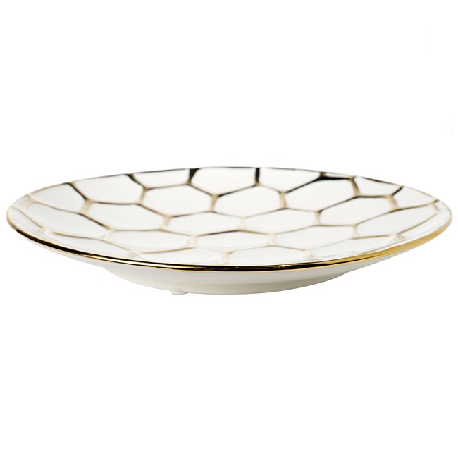 Decorative plate Malva 16, white/ gold, 28x28x3.5cm