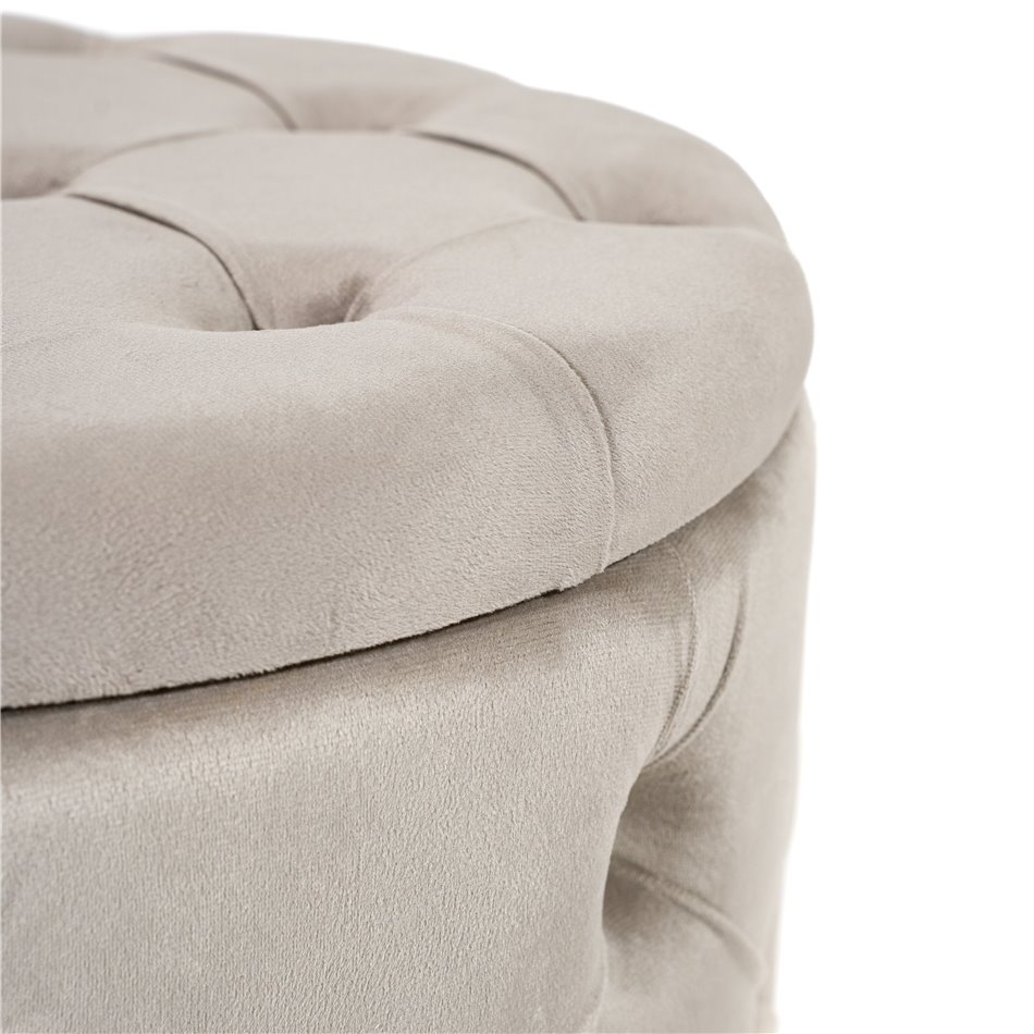 Pouf with storage box Mainburg A, taupe, velvet, 43x43x43cm