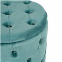 Pouf with storage box Mainburg B, blue, velvet, 43x43x43cm