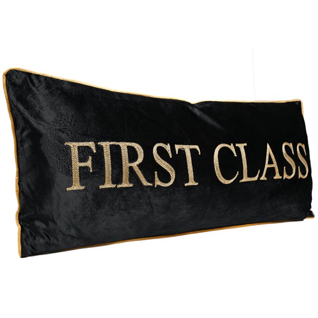 Cushion First Class, velvet black, 80x30cm