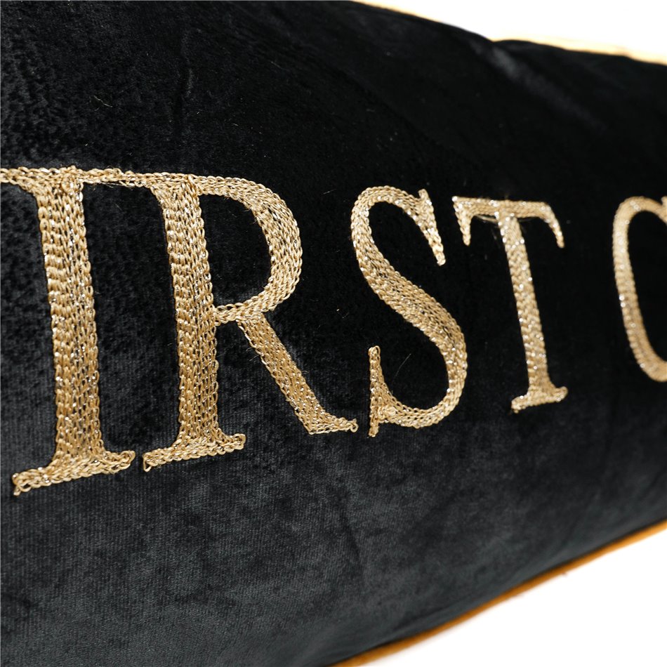 Cushion First Class, velvet black, 80x30cm