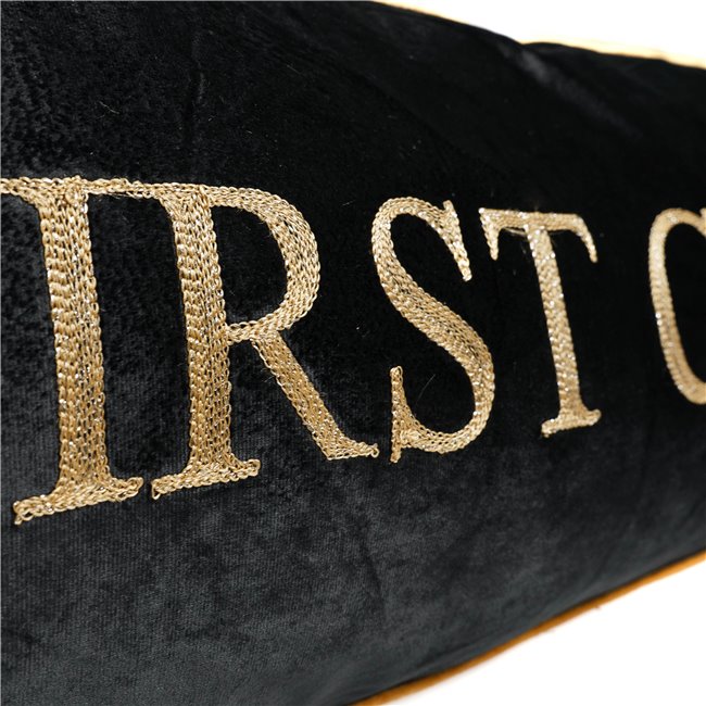 Cushion First Class, velvet black, 80x30cm
