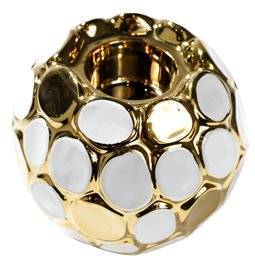 Candle holder  Imo, white/golden, 10x11x11cm