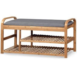 Stool/shoe rack Halo, bamboo, grey, 50x100x33cm
