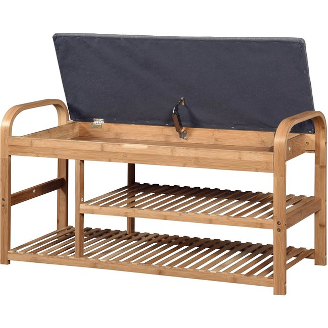 Stool/shoe rack Halo, bamboo, grey, 50x100x33cm