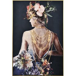 Acryl Beautiful back with gold chains, 82,5x122,5 cm