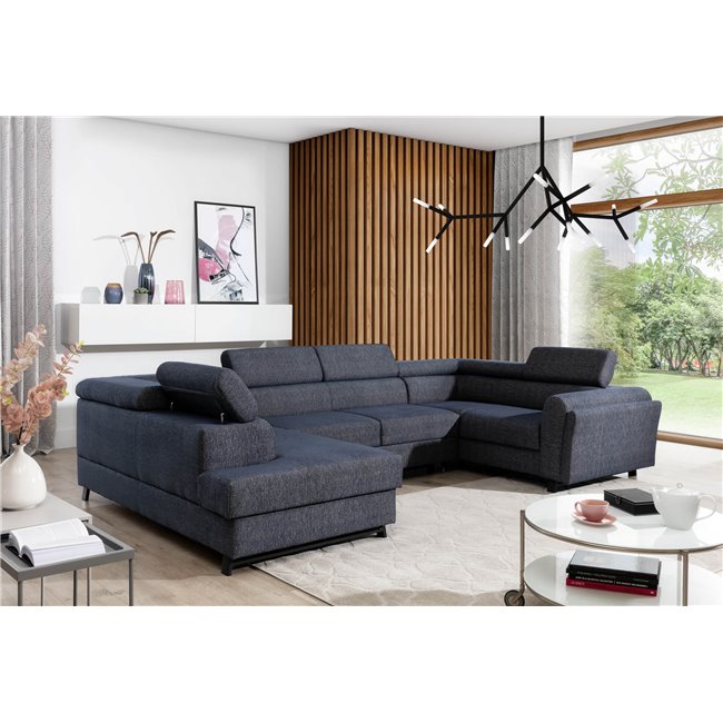 U shape sofa Elscada U Right, Monolith 77, blue, H98x330x200cm