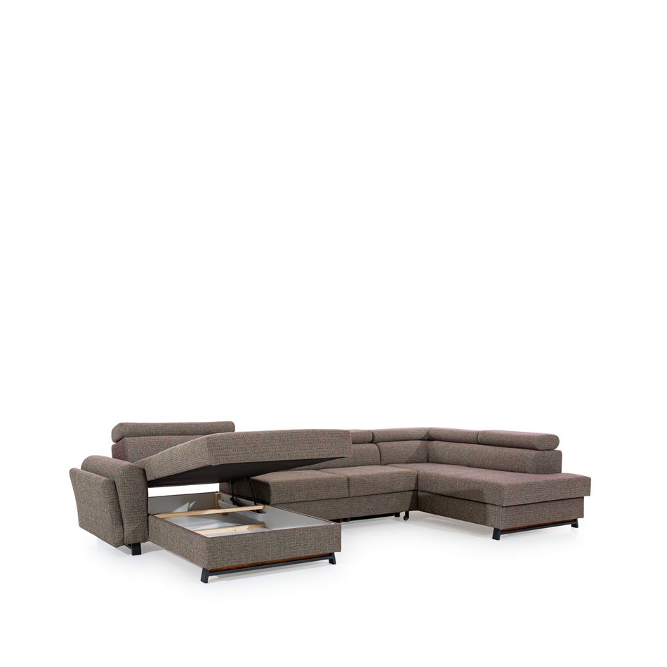 U shape sofa Elosette U Right, Monet 24, light brown, H98x370x200cm