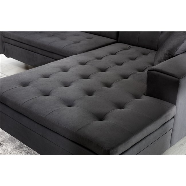 Corner sofa Elsolange L, Mat Velvet 99, black, H80x292x196cm