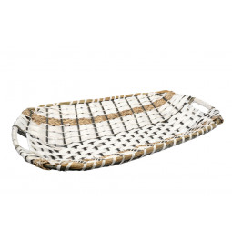 Willow basket, round, white/brown, size 3,  87x45x11cm