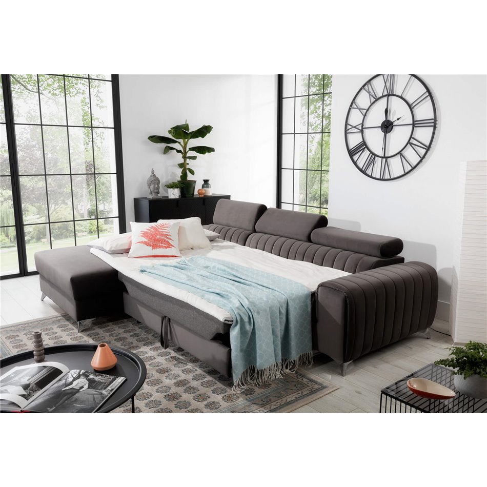 Corner sofa Elgrayson R, Nube 4, gray, H98x275x205cm
