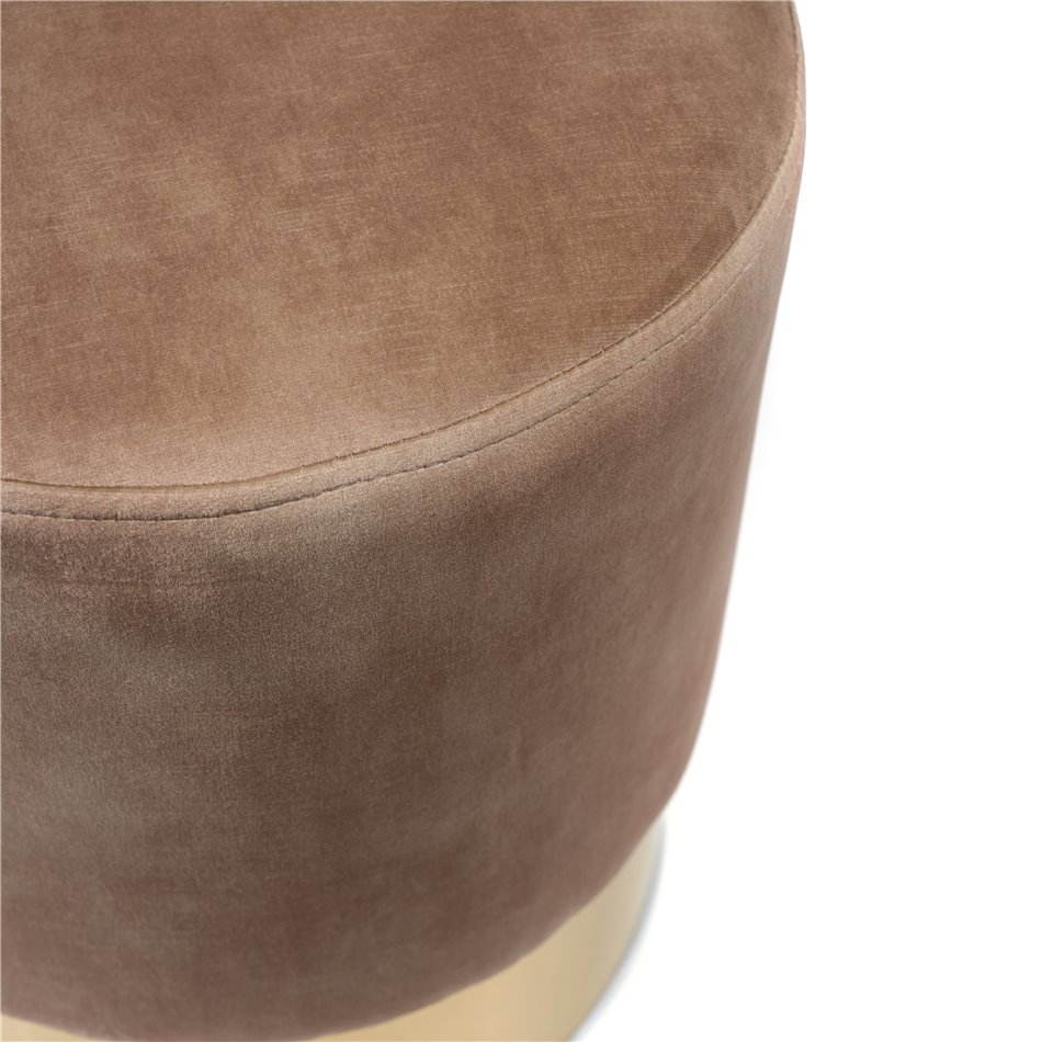 Stool  Noto, taupe/ golden base, vintage velvet, 35x42cm