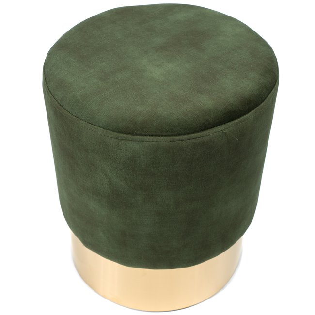 Stool Noto, green/golden base, vintage velvet, 35x42cm