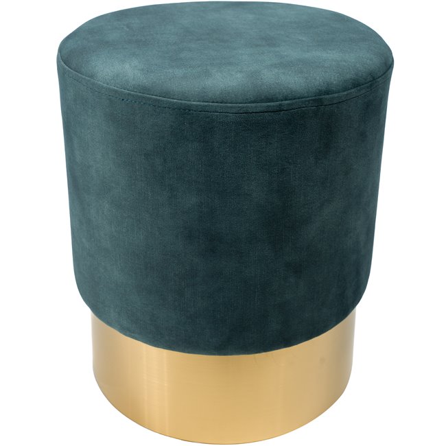 Stool Noto, blue/golden base, vintage velvet, 35x42cm