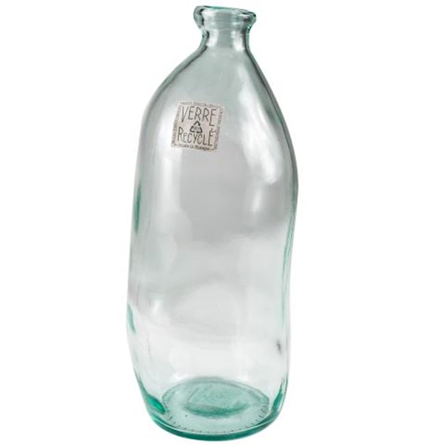Vase Bottle Recyc, clear glass, H35cm D14cm